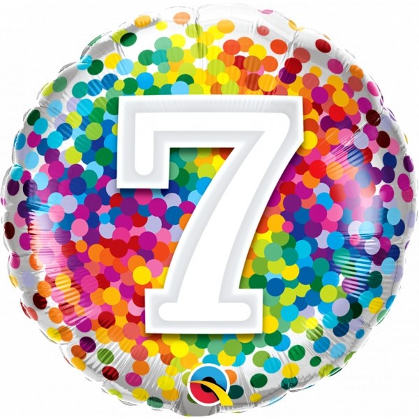 omzeilen veiligheid keuken Folieballon 7 rainbow confetti - feestartikelen bestellen verjaardag